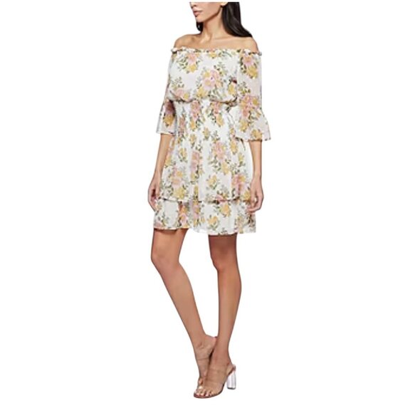 Premier Amour Off The Shoulder Floral Fit Flare Dress Size 12 NEw - Picture 10 of 11